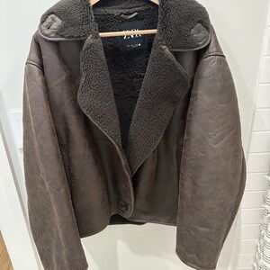 Zara Chocolate Brown Shearling Coat